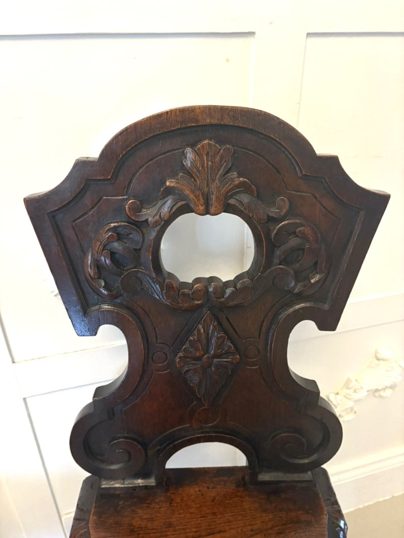 Pair of Antique Victorian Quality Carved Oak Hall Chairs - Image 10